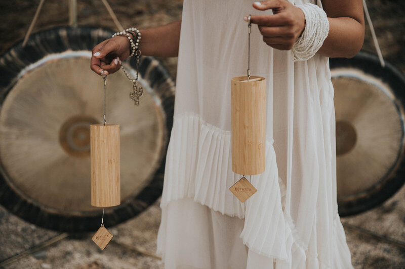 Crystal singing bowls in ceremony